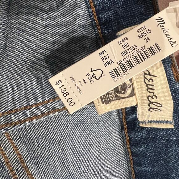 Madewell Mid-Rise Stovepipe Jeans Slim Leg Denim Stretch Blue Size 24 NWT - Picture 9 of 14